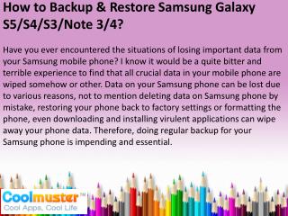 How to Backup & Restore Samsung Galaxy S6/S5/S4/Note 3/4