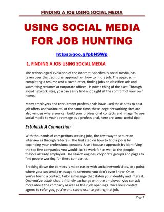 Using Social Media For Job Hunting