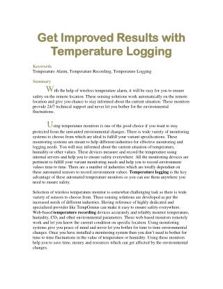 Get Improved Results with Temperature Logging