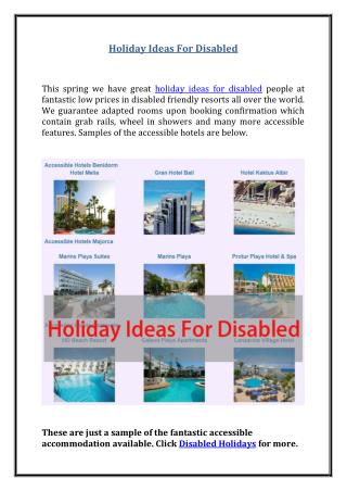 Holiday Ideas For Disabled