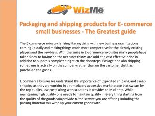 Packaging and shipping products for E- commerce small businesses - The Greatest guide