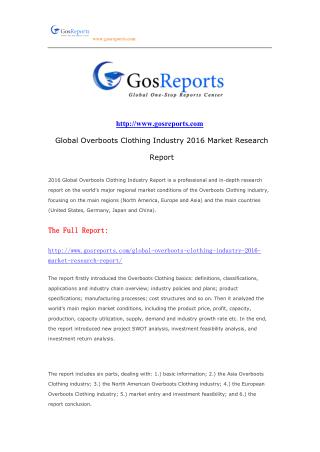 Global Overboots Clothing Industry 2016 Market Research Report
