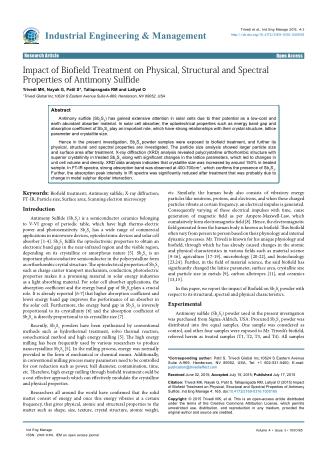 An Effect of Biofield Energy Treatment on Antimony Sulfide