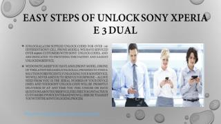 Easy Steps of Unlock Sony Xperia E 3 Dual