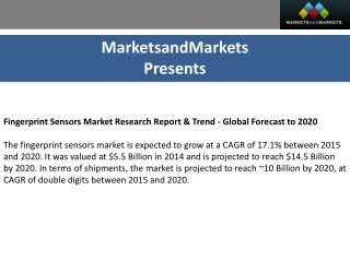 Fingerprint Sensors Market by Type (Swipe & Area) - 2020 | MarketsandMarkets