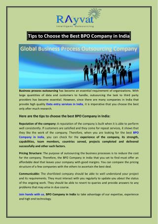 Choosing the Best BPO Company in India