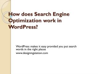 How does Search Engine Optimization work in WordPress
