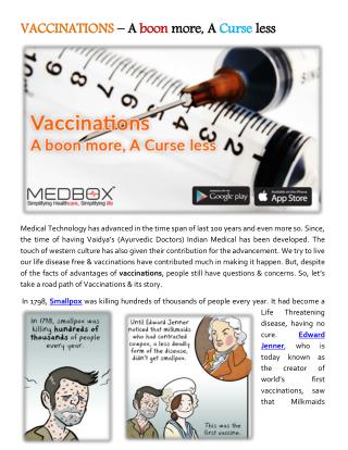 VACCINATIONS – A boon more, A Curse less