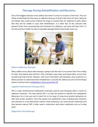 Therapy During Rehabilitation and Recovery