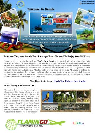 Schedule Very Best Kerala Tour Packages From Mumbai To Enjoy Your Holidays