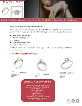 Dazzling Diamond Engagement Rings Are Available In Jewellery Design Studio