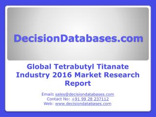 Global Tetrabutyl Titanate Market 2016: Industry Trends and Analysis