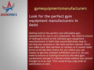 Look for the perfect gym equipment manufacturers in Delhi