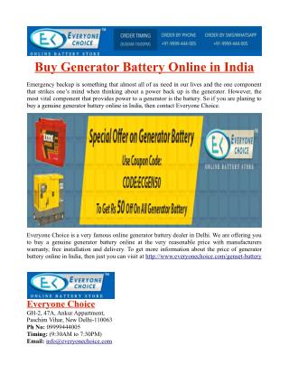 Buy Generator Battery Online in India