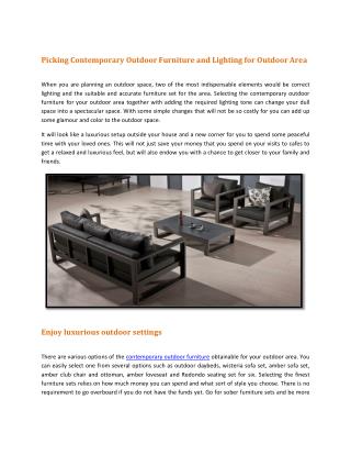Contemporary Outdoor Furniture and Lighting for Outdoor Area