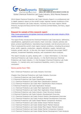 Global Chemical Protective Lab Coats Industry 2016 Market Research Report