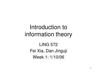 Introduction to information theory