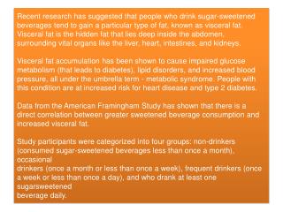 Sugar-Sweetened Drinks Increase Deep Fat in the Body