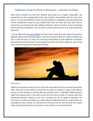 Addiction Traits to Ditch in Recovery – and One to Keep