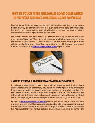 Get in Touch with Reliable Loan Companies in UK with Expert Business Loan Advisers