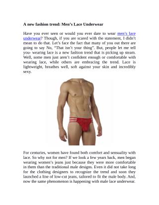 A new fashion trend: Men’s Lace Underwear