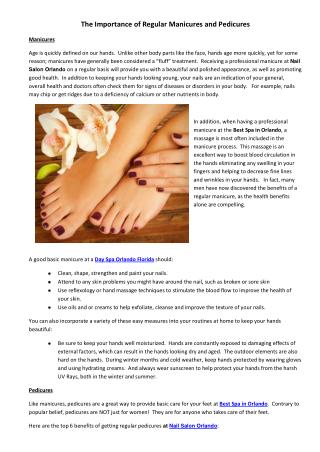 The Importance of Regular Manicures and Pedicures