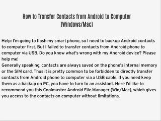 How to Transfer Contacts from Android to Computer (Windows/Mac)