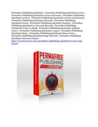 Permafree Publishing Quickstart review in detail – Permafree Publishing Quickstart Massive bonus
