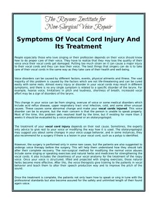 Symptoms Of Vocal Cord Injury And Its Treatment