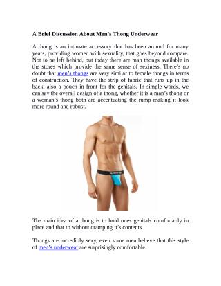 A Brief Discussion About Men’s Thong Underwear