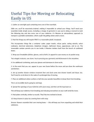 Tips to Relocate with Ease