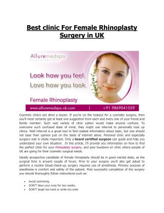 Affordable Rhinoplasty Surgery in London