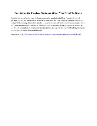 Precision Air Control Systems What You Need To Know