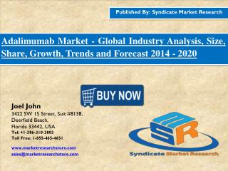 Adalimumab Market - Global Industry Analysis, Size, Share, Growth, Trends and Forecast 2014 - 2020