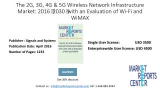 The 2G, 3G, 4G & 5G Wireless Network Infrastructure Market: 2016- 2030 with an Evaluation of Wi-Fi and WiMAX