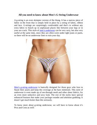 All you Need to know about Men’s G-String Underwear