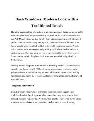 Sash Windows: Modern Look with a Traditional Touch