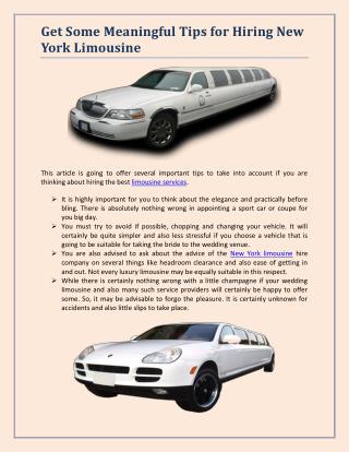 Get Some Meaningful Tips for Hiring New York Limousine