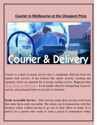 Courier in Melbourne at the Cheapest Price