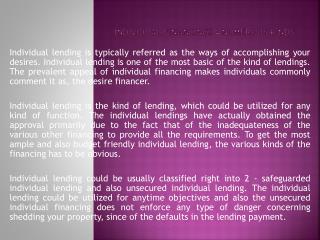 Individual Financings - Numerous Kinds
