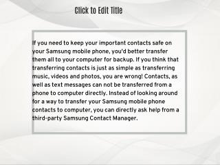 How to Transfer Contacts from Samsung Phone to Computer?