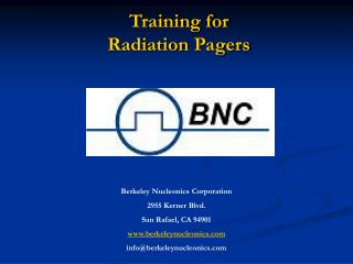 Training for Radiation Pagers