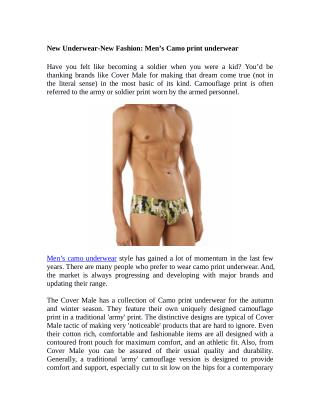 New Underwear-New Fashion: Men’s Camo print underwear