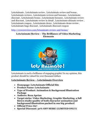 LetsAnimate REVIEW & LetsAnimate (SECRET) Bonuses