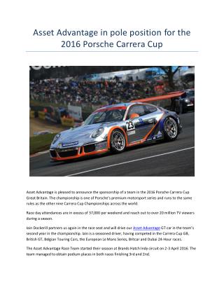 Asset Advantage in pole position for the 2016 Porsche Carrera Cup