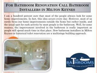 For Bathroom Renovation Call Bathroom Installers in Milton Keynes