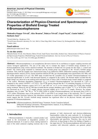 Characterization of Physico-Chemical and Spectroscopic Properties of Biofield Energy Treated 4-Bromoacetophenone