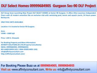 Book Now DLF Select Homes 09999684905 DLF Select Homes