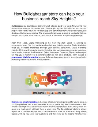 How Buildabazaar store can help your business reach Sky Heights?