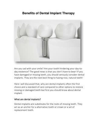 Benefits of Dental Implant Therapy